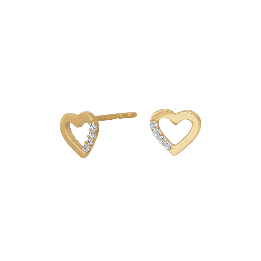 14 kt. gold ear studs heart w/4 pieces cz