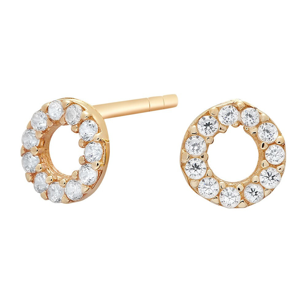 8ct. gold earrings circle w/cz