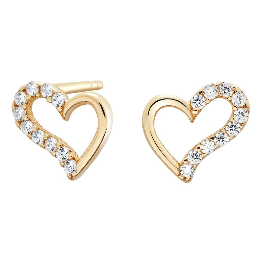 8ct. gold earrings heart w/cz