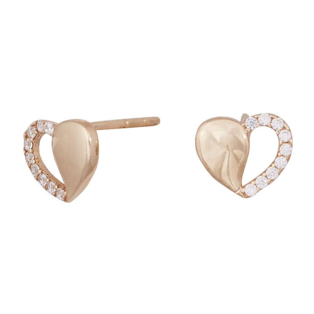 8ct. gold earrings heart w/cz