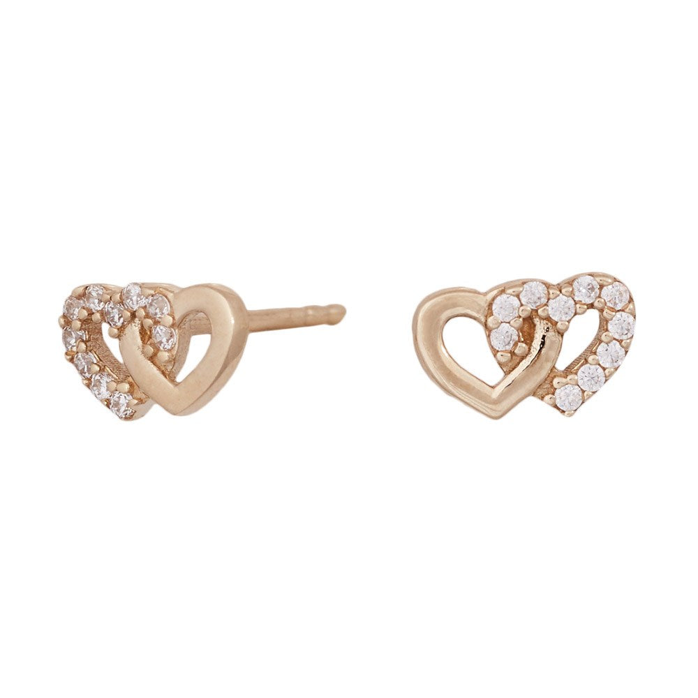 14ct. gold earrings hearts w/cz