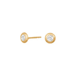 14ct. gold earrings round w/cz 6mm