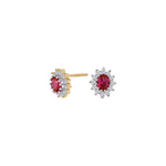 8ct. gold earrings roset w/synt. ruby and cz