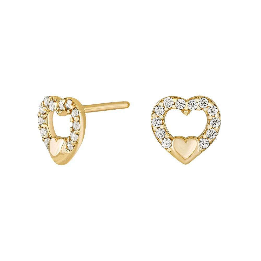 8ct. gold earrings hearts w/cz