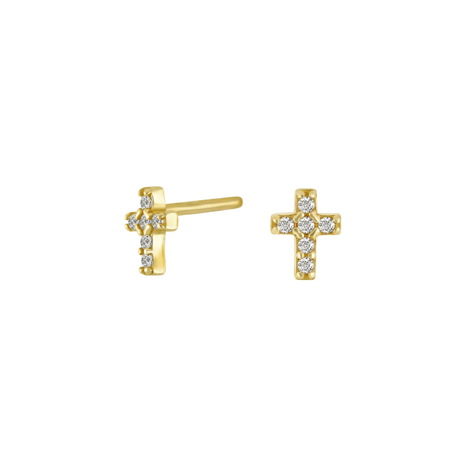 8kt. goldohrringe Kreuz m/cz