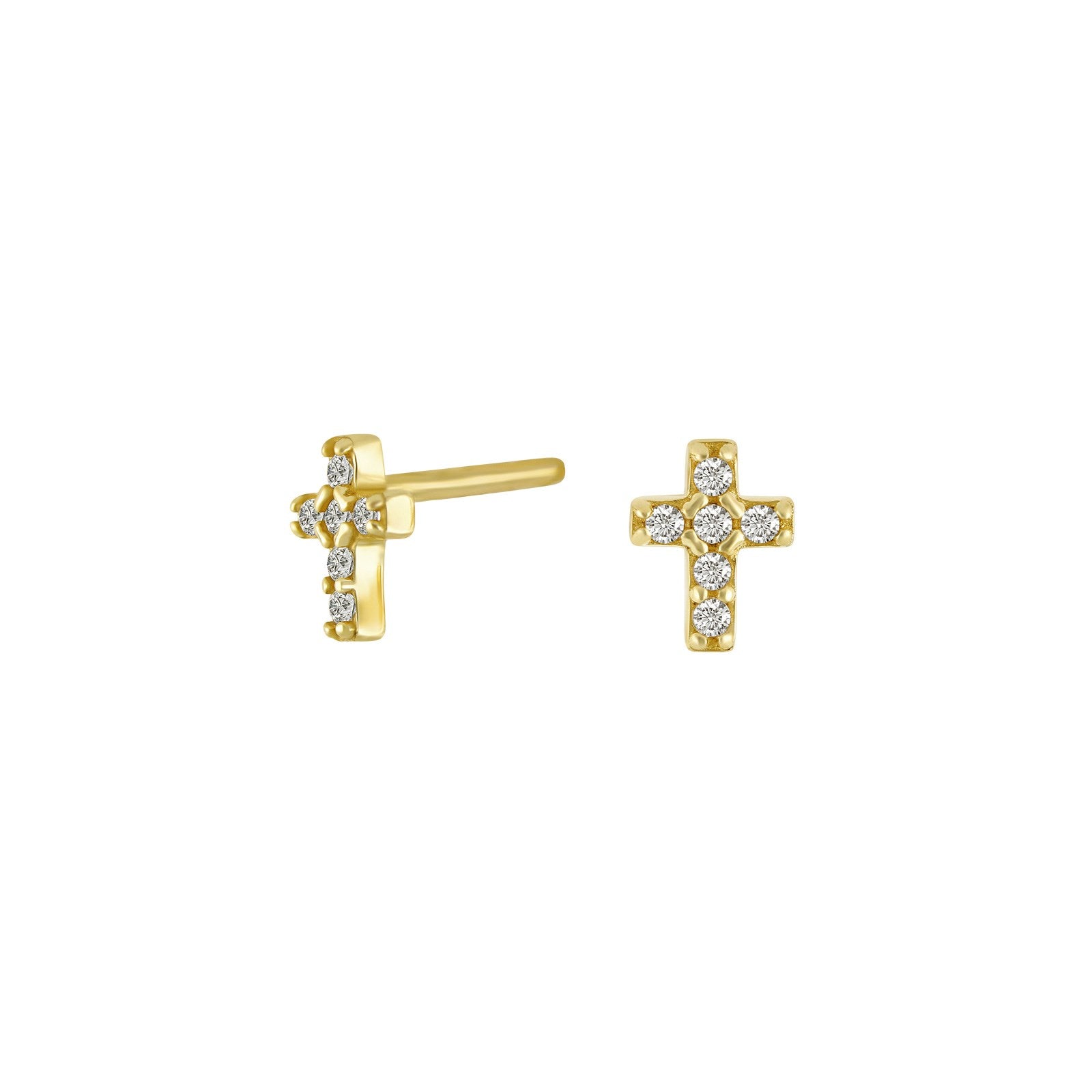 8ct. gold earrings cross w/cz