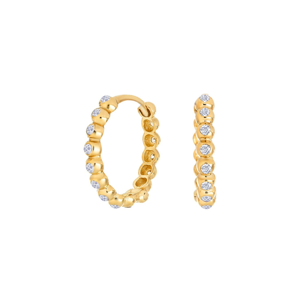 8 Karat Gold Creolen mit Kugeln + Zirkonia 15 mm