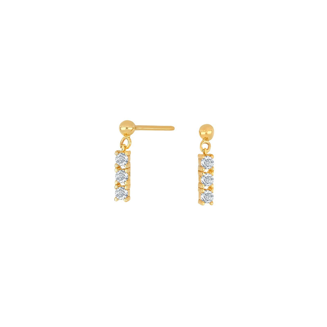 8ct. gold earring w/3 cz grab handle