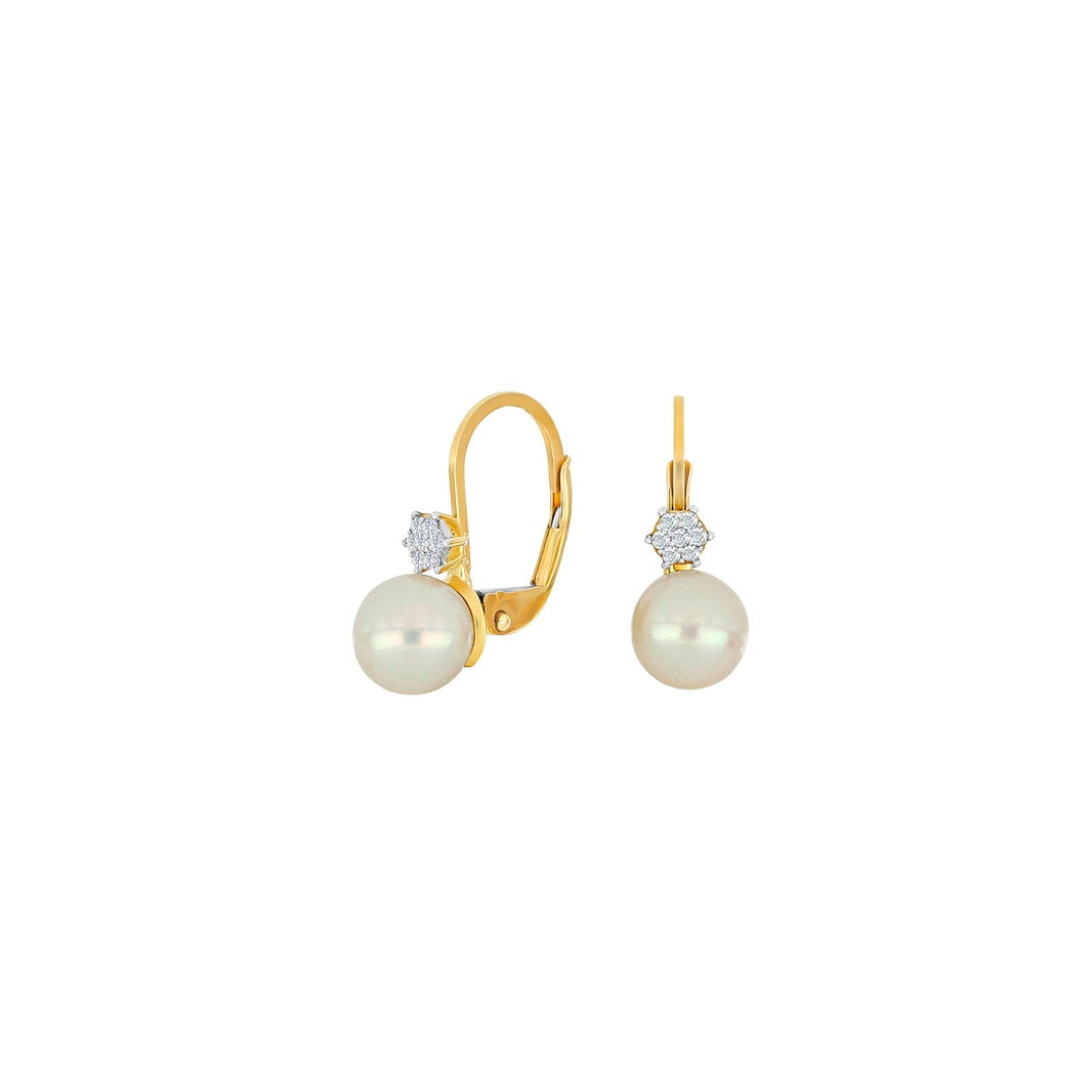 8ct. gold ear hanger w/pearl + cz