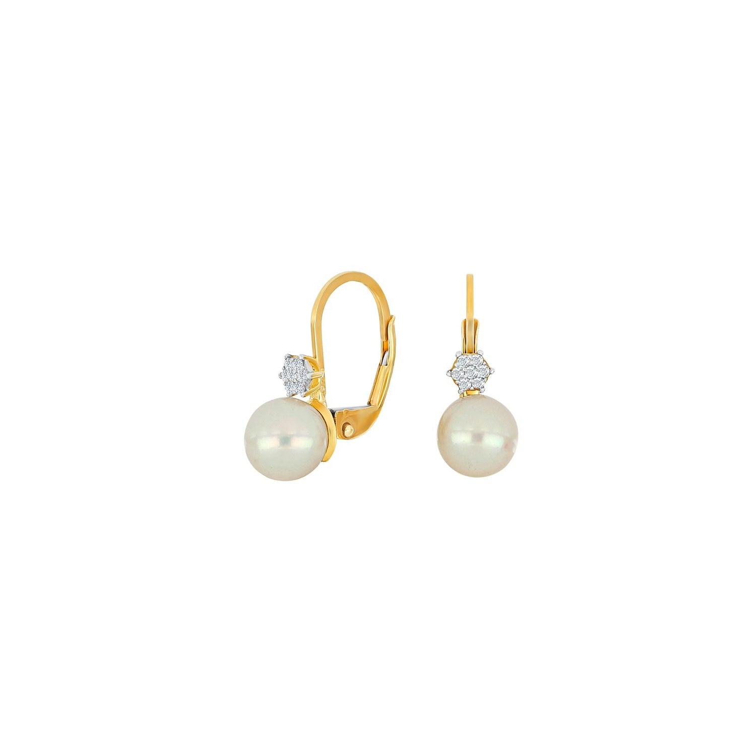 8kt. Gold Ohrringe m/Perlen + cz