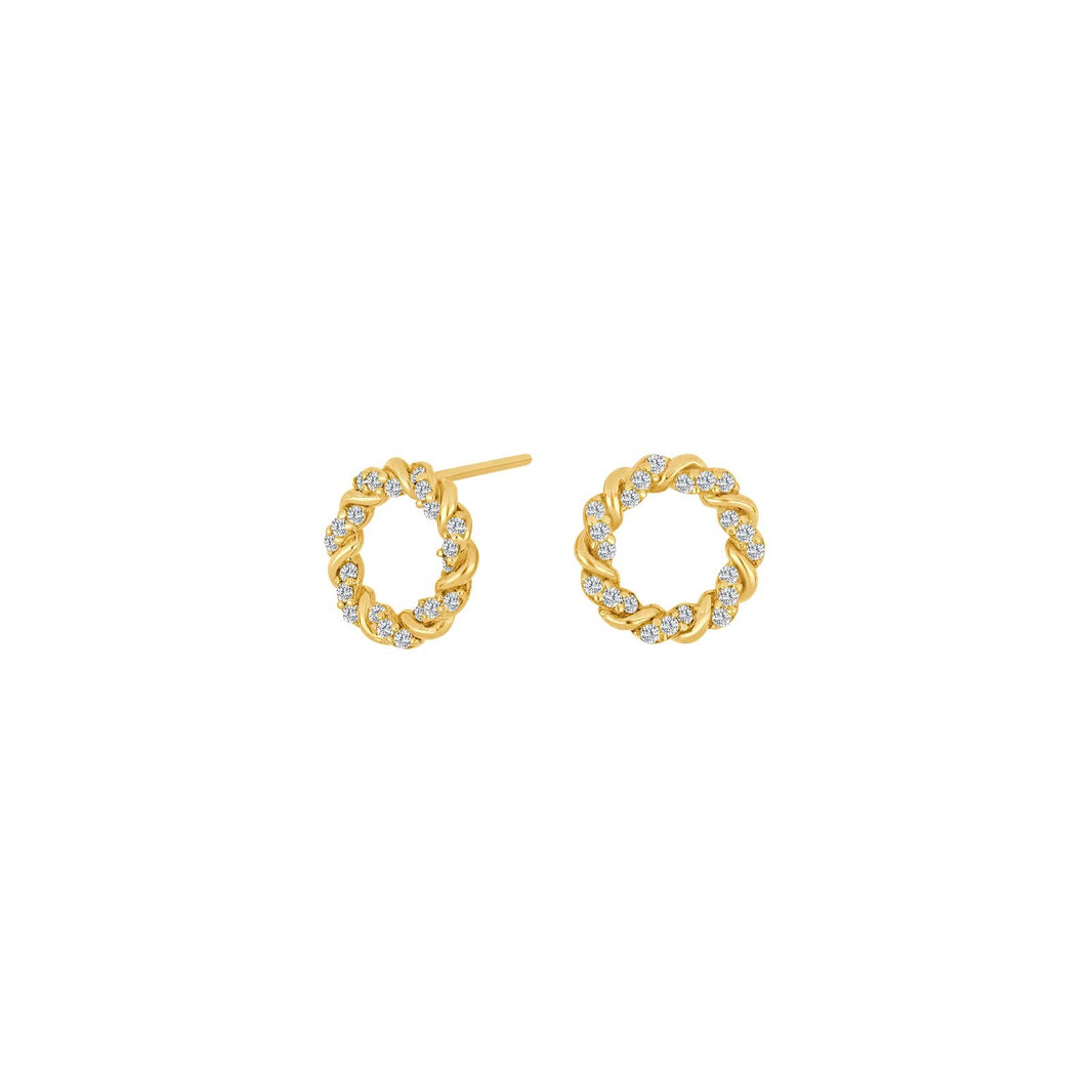 8ct. gold earrings circle w. cz