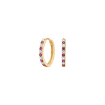 8ct. gold hoops w/synt. ruby and cz