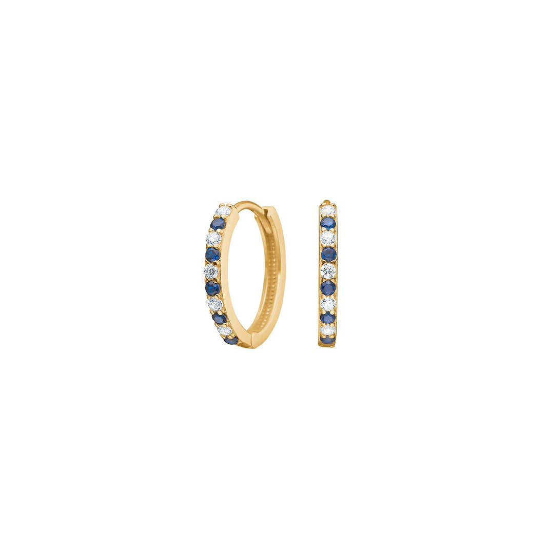 8kt. Gold Creolen m/synth. Saphir und cz