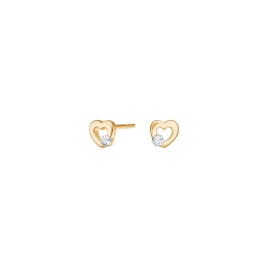8ct. gold earrings hearts w. cz