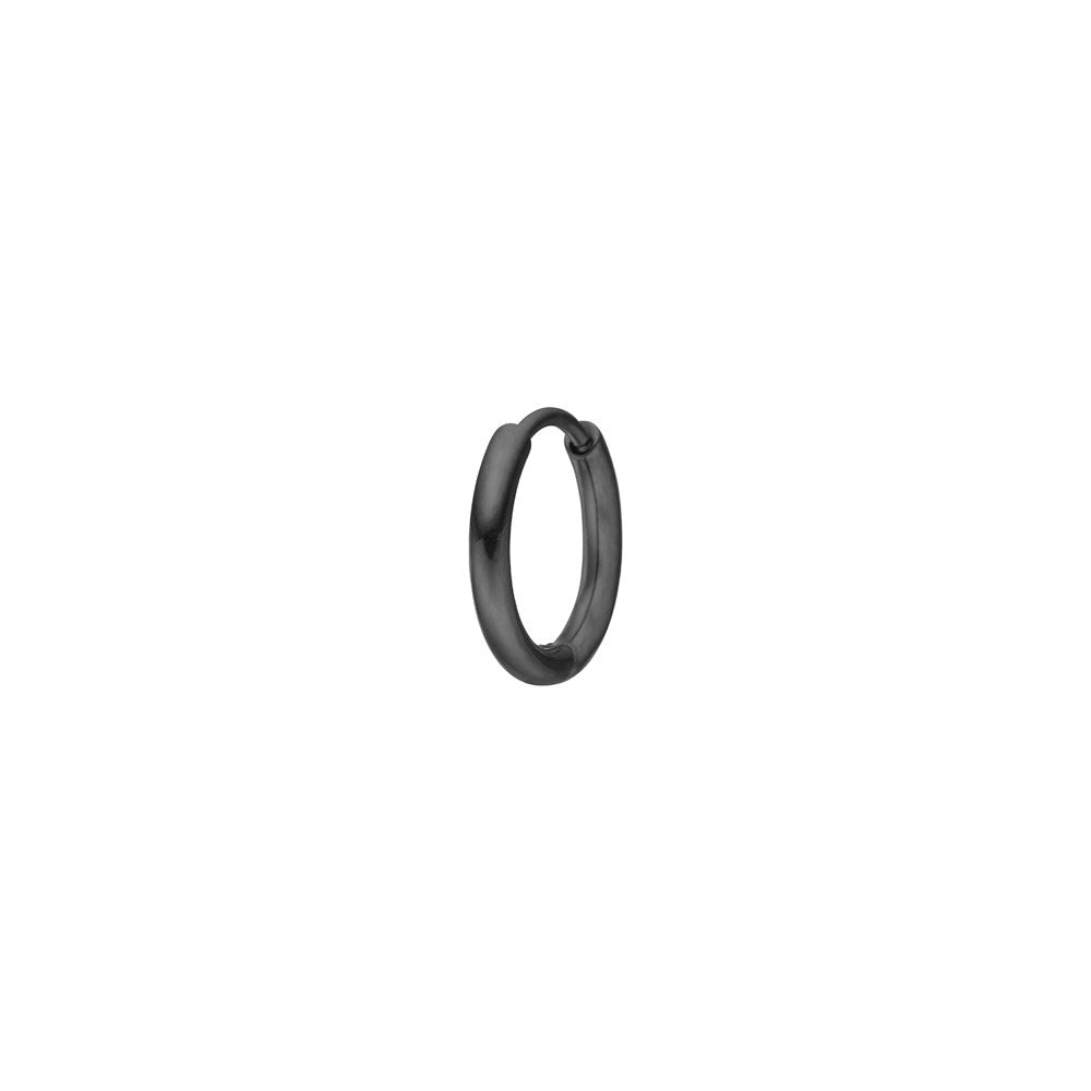 SON steel hoop earring IP black 14mm 1 pc.