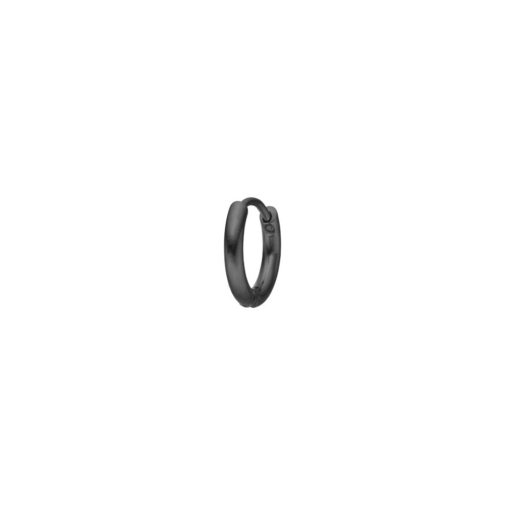 SON steel hoop earring IP black 12mm 1 pc.