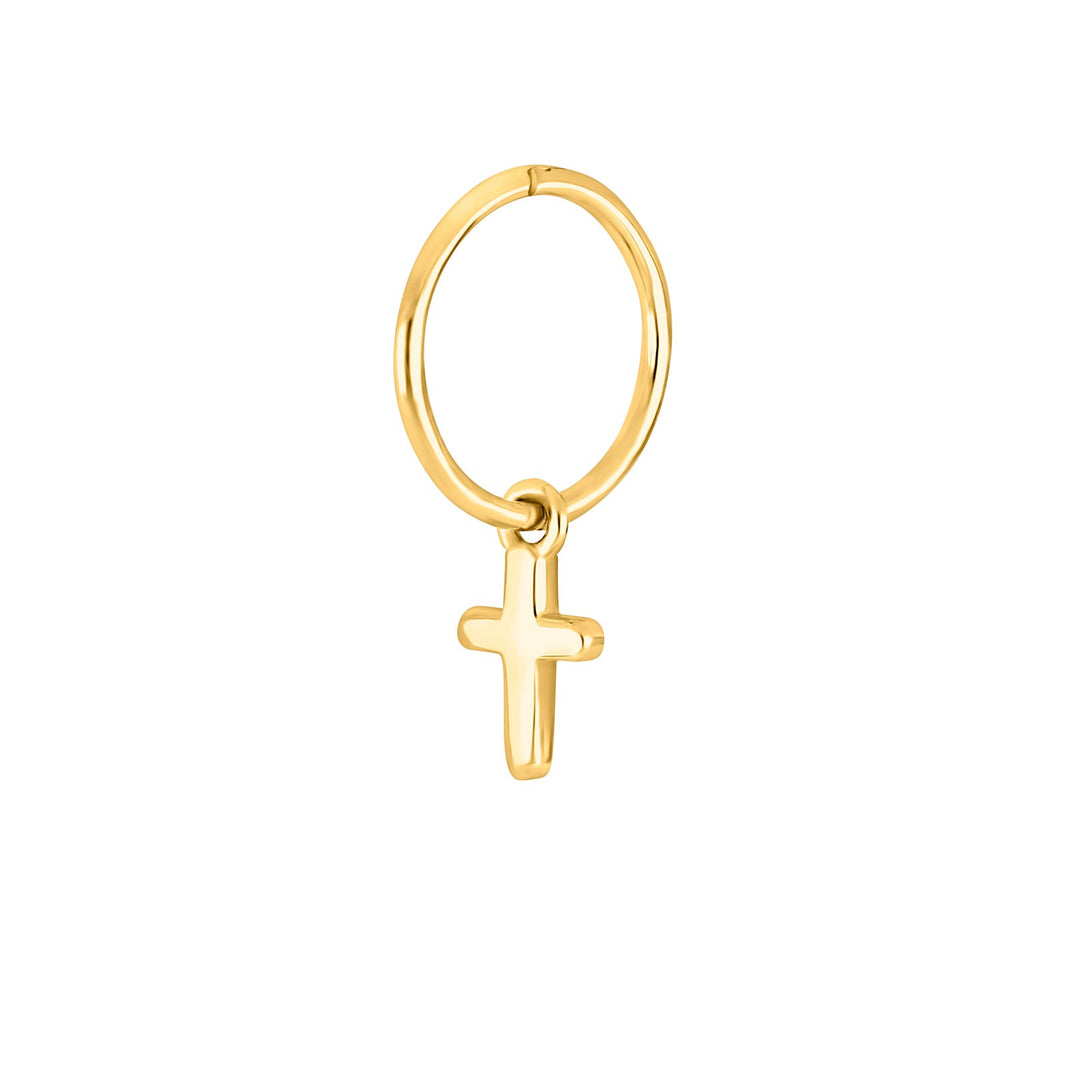 SON Stahl Creolen IP gold Kreuz 1 Stück