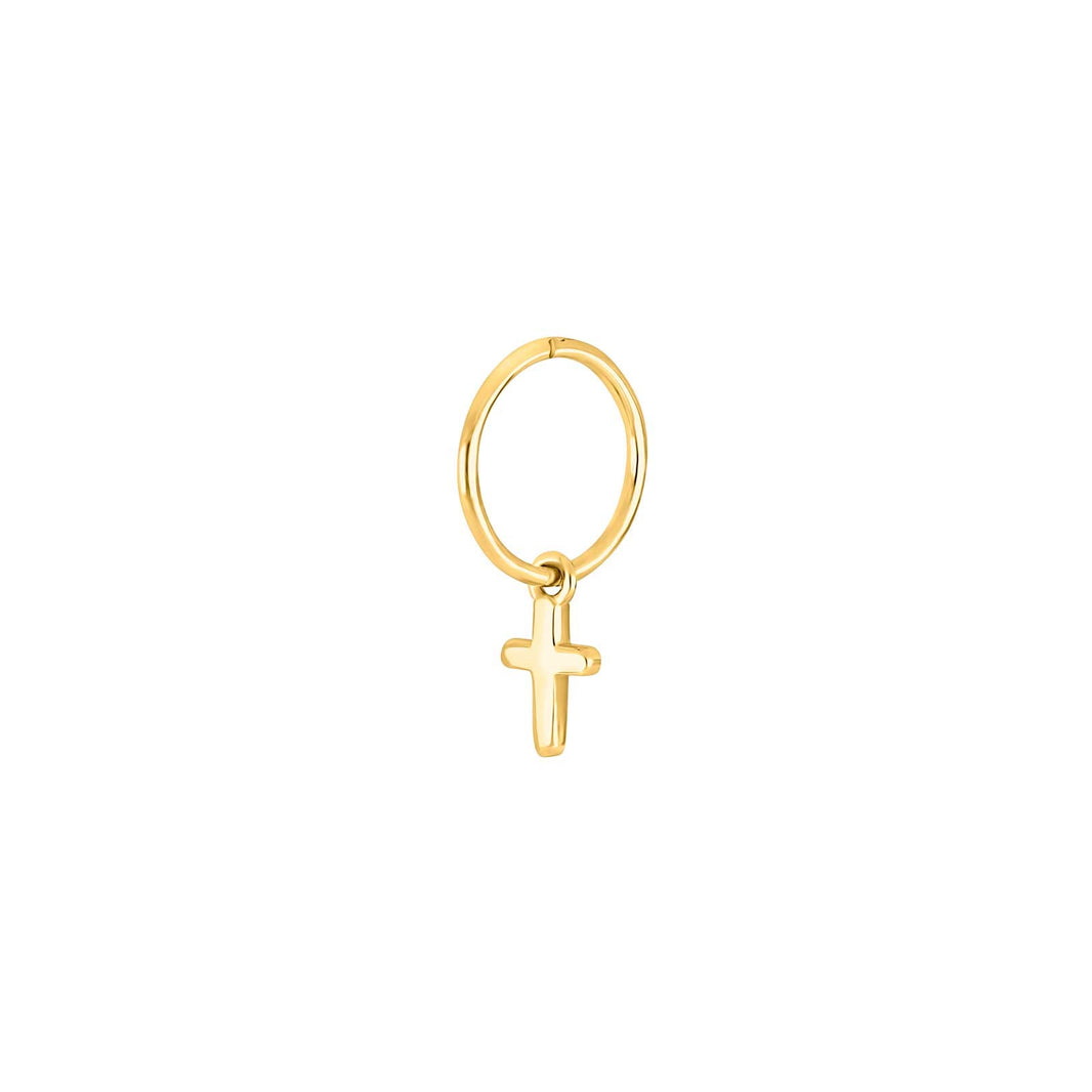 SON Stahl Creolen IP gold Kreuz 1 Stück
