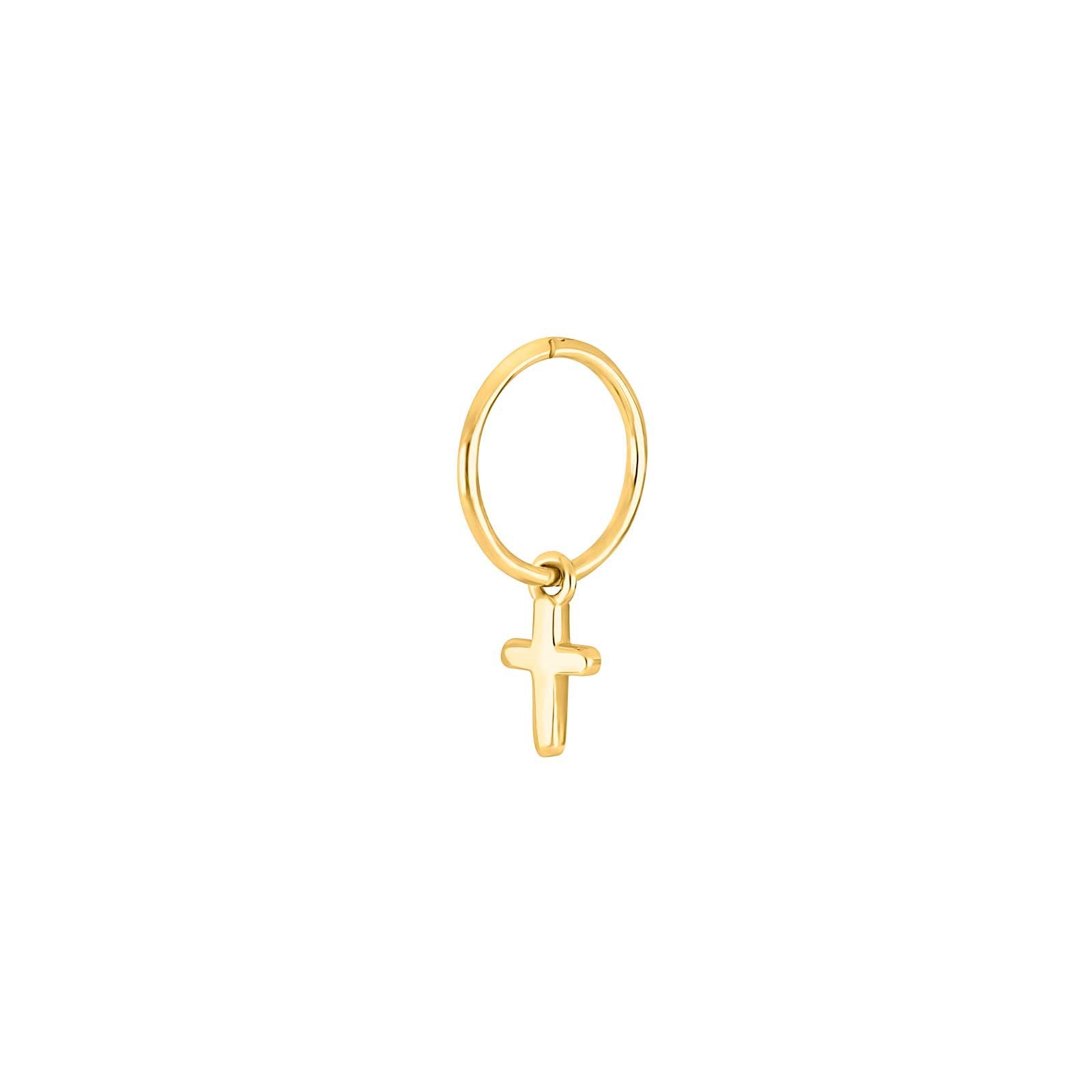 SON Stahl Creolen IP gold Kreuz 1 Stück