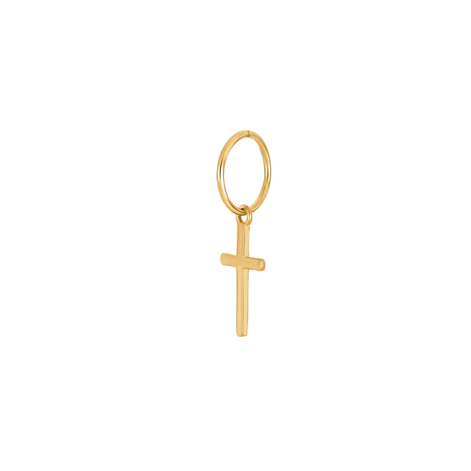 SON steel hoops IP gold with cross 1 pcs.