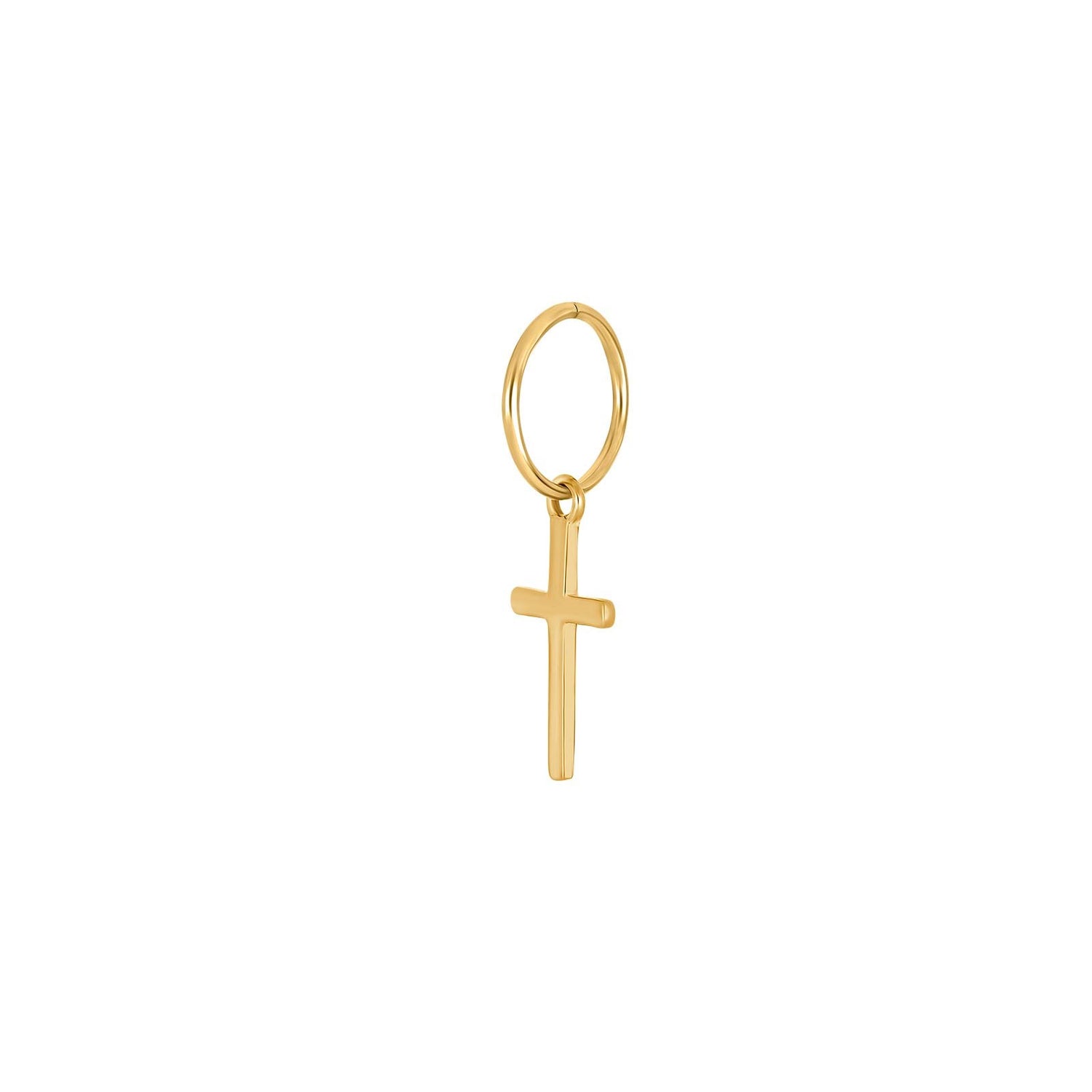 SON Stahl Creolen IP gold Kreuz 1 Stück