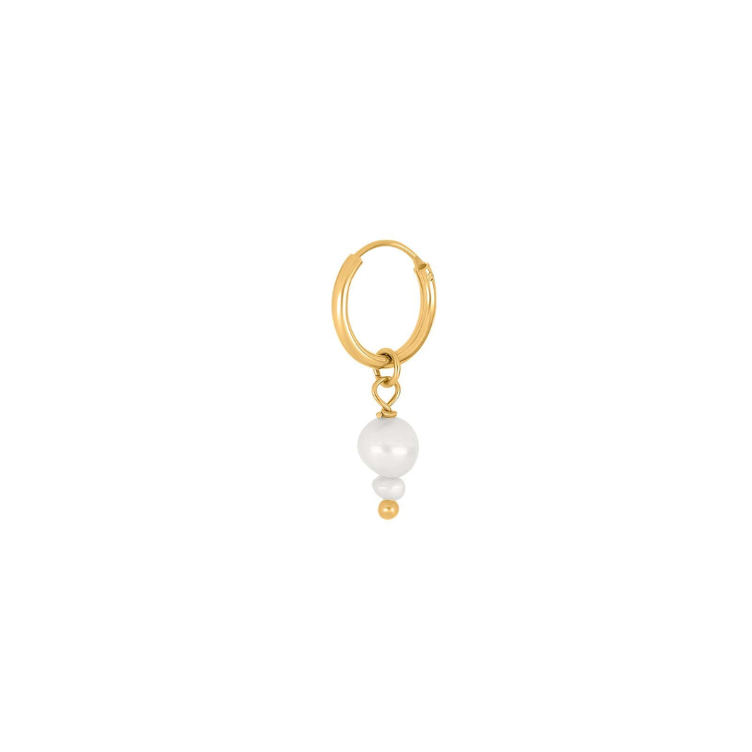 SON steel hoops IP gold with pearl 1 pcs.