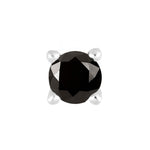 SON steel earring 3mm black cz 1 pcs.