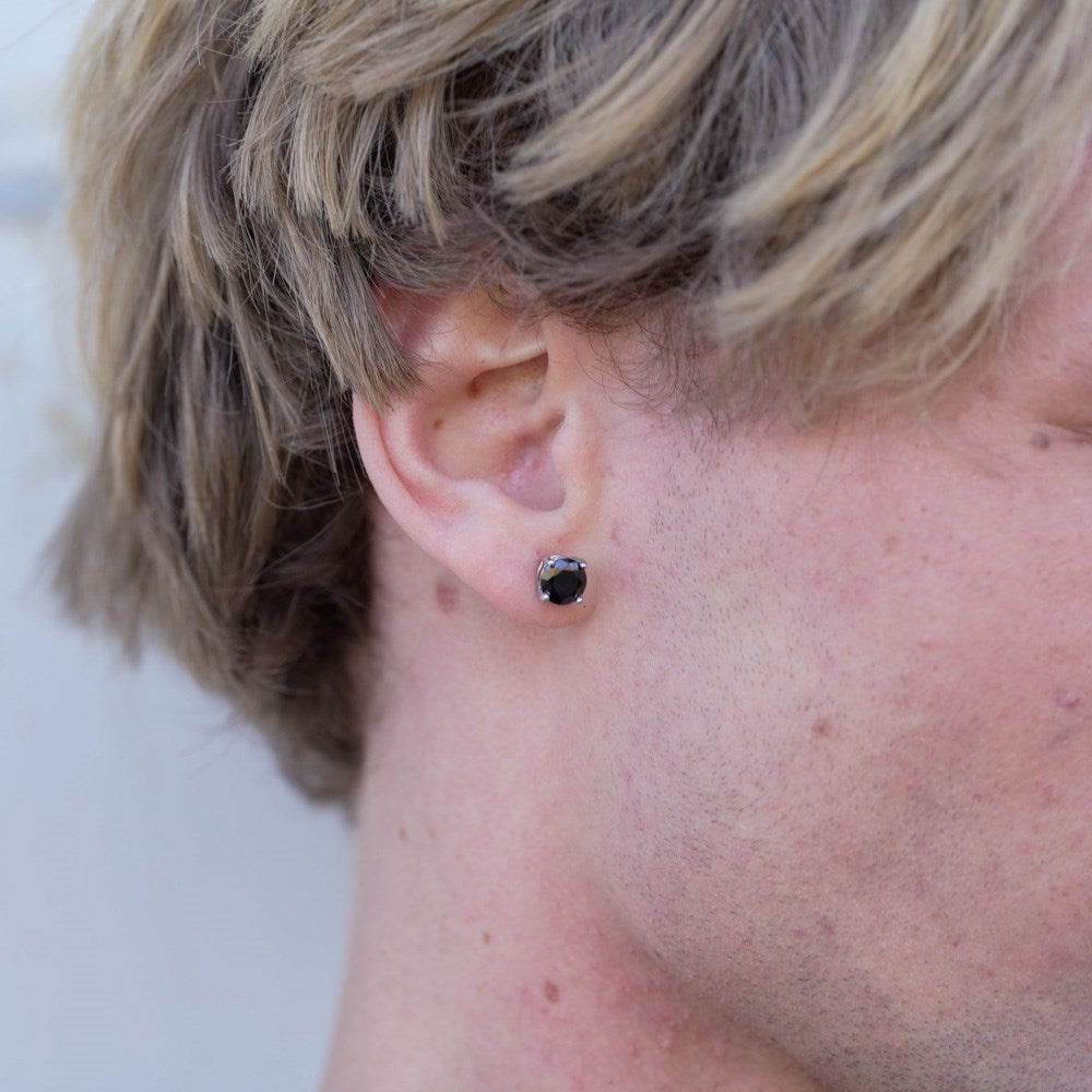 SON Stahl Ohrring 5mm schwarz cz 1 Stück