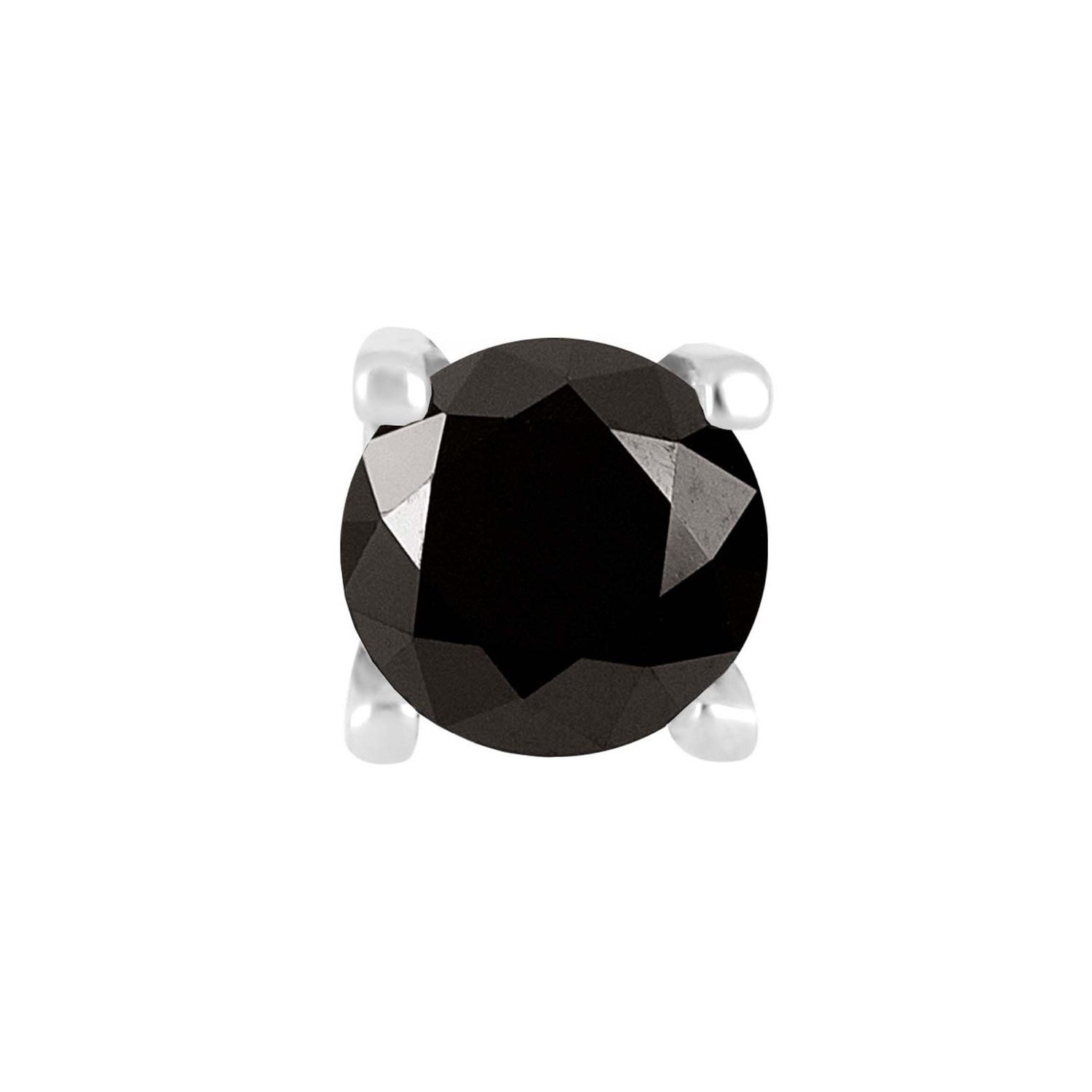 SON steel earring 5mm black cz 1 pcs.