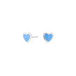 Silver ear studs hearts w/ blue enamel