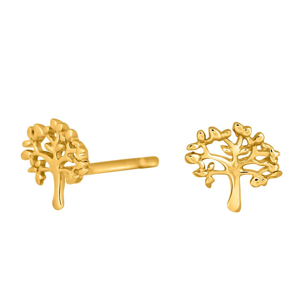 Silver ear studs TREE52 7mm - Gold plated