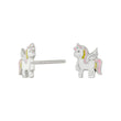 Silver ear studs unicorn w/enamel