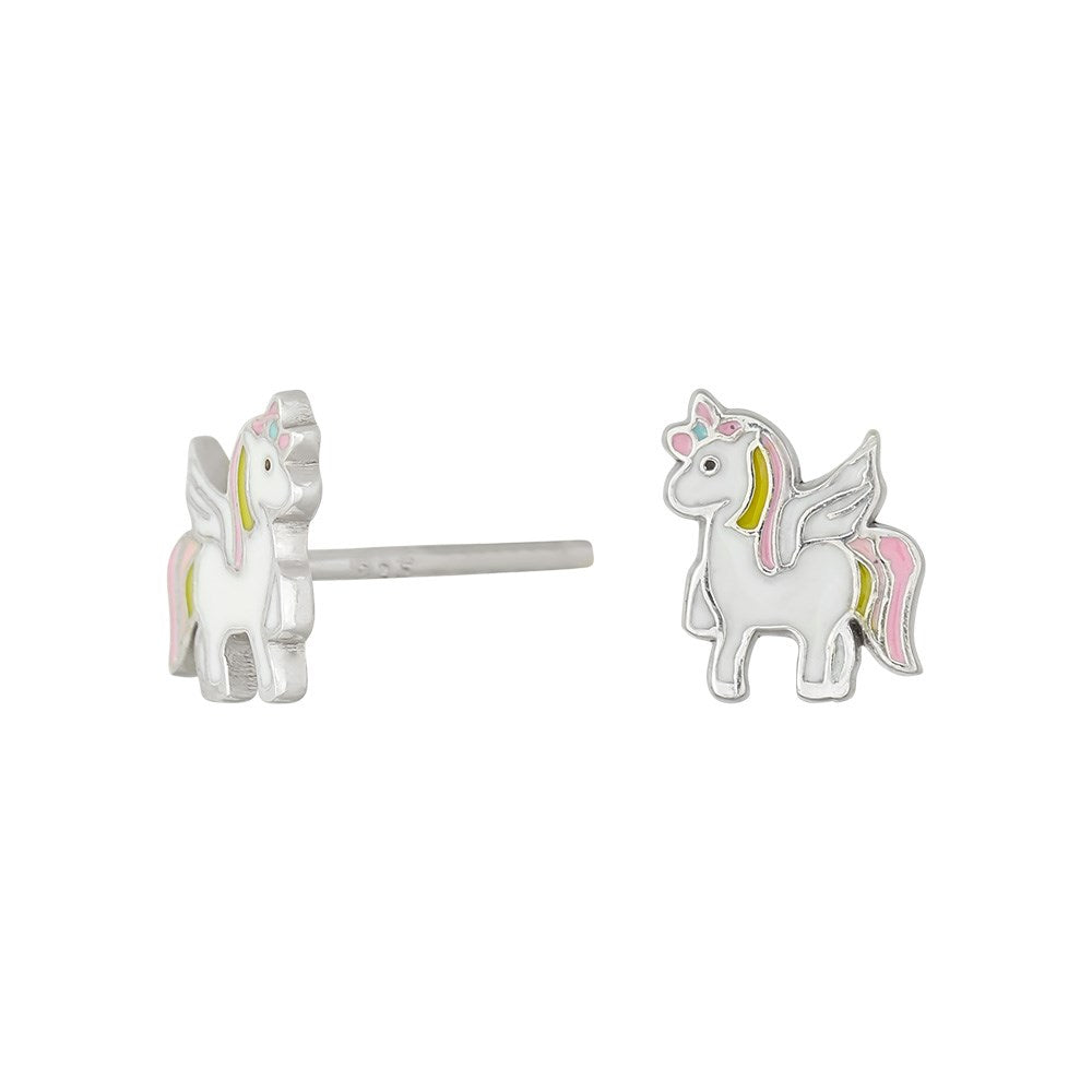 Silberohrstecker Einhorn mit Emaille
