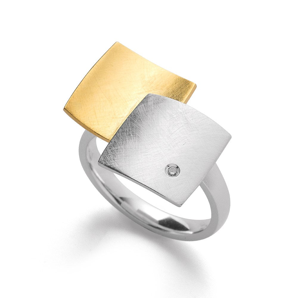 925/- Ring teils fg gebürstet, Diam 0,02ct W-Si