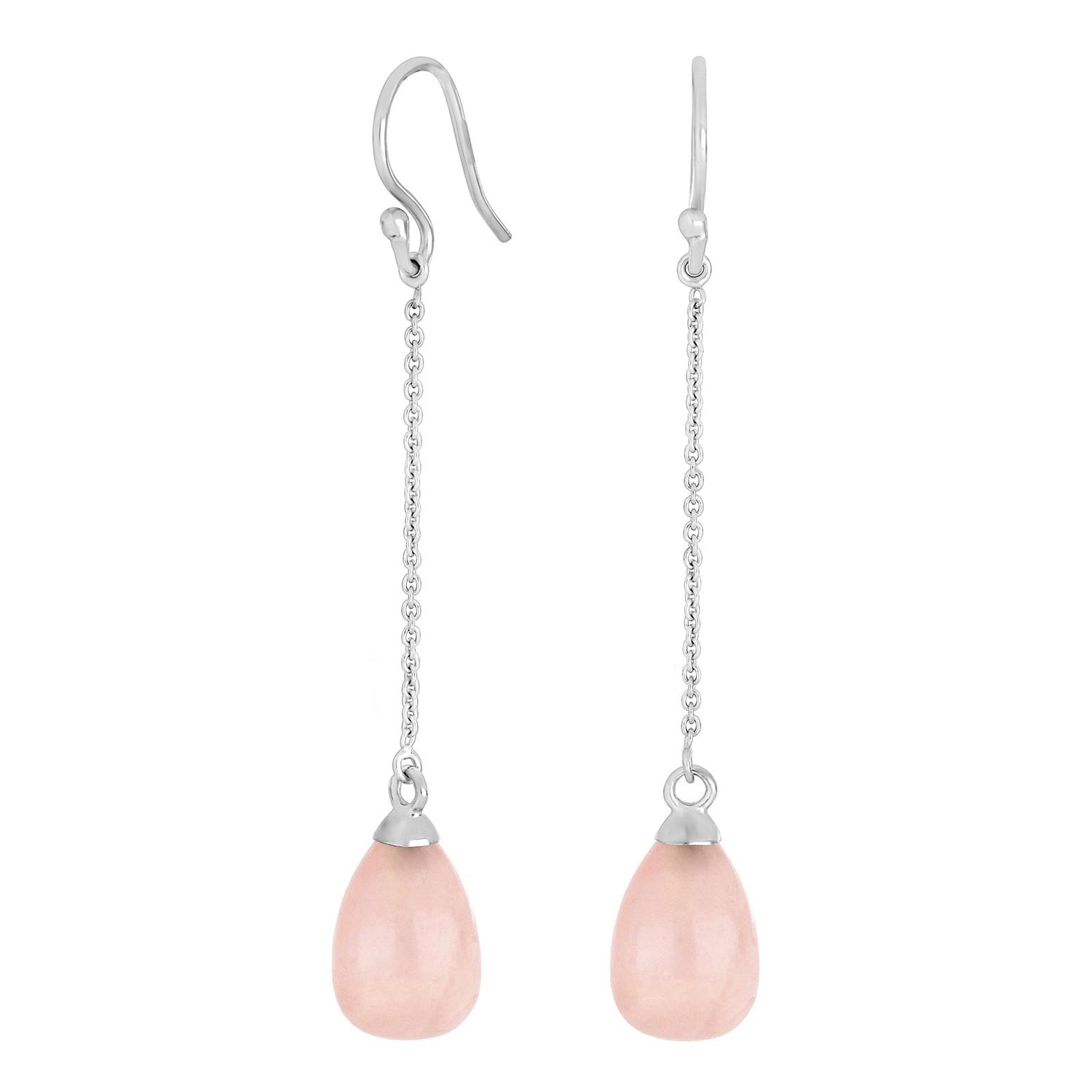 Sølv ørebøjler SWEETS52 rose quartz - Rhodineret