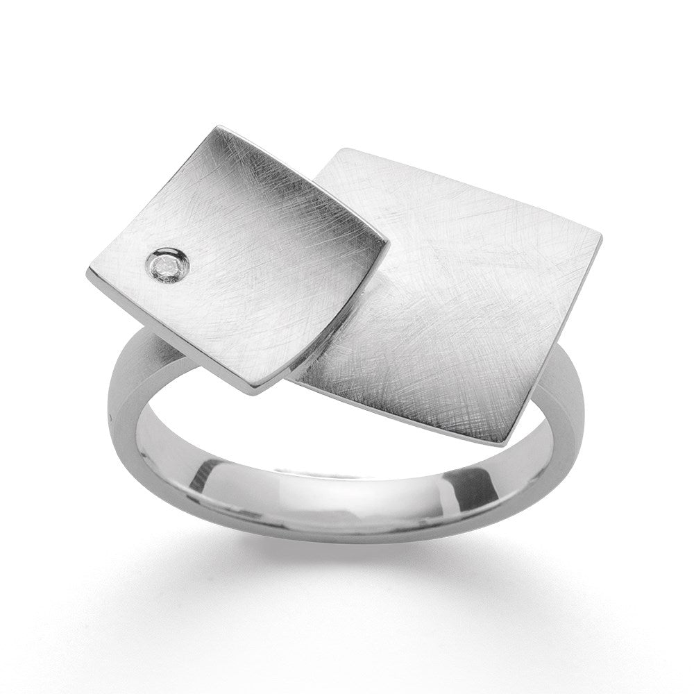 NOK 925 Ring gebürstet, Durchmesser 0,02 ct W-SI - 58 / Nicht rhodiniert