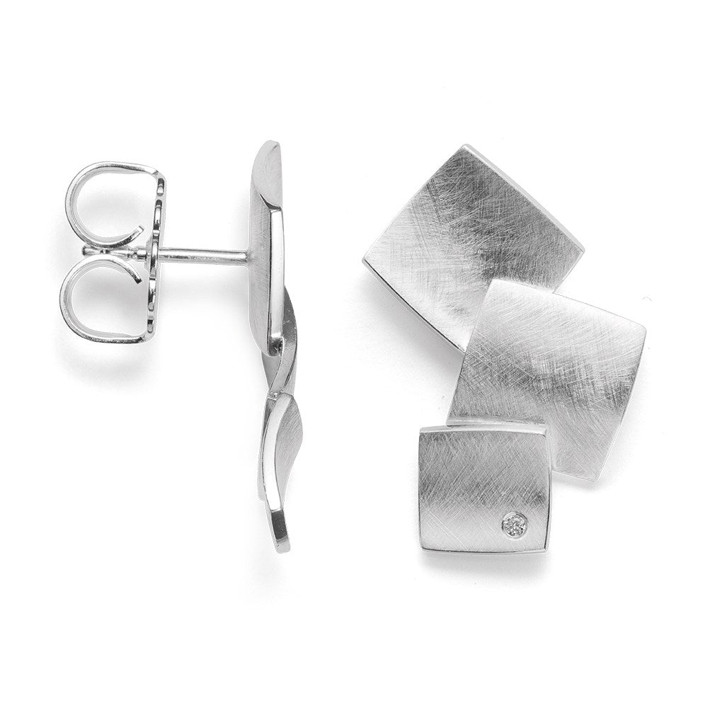 925/- Ohrstecker Kratzmatt, Dia. 0,02ct W-SI