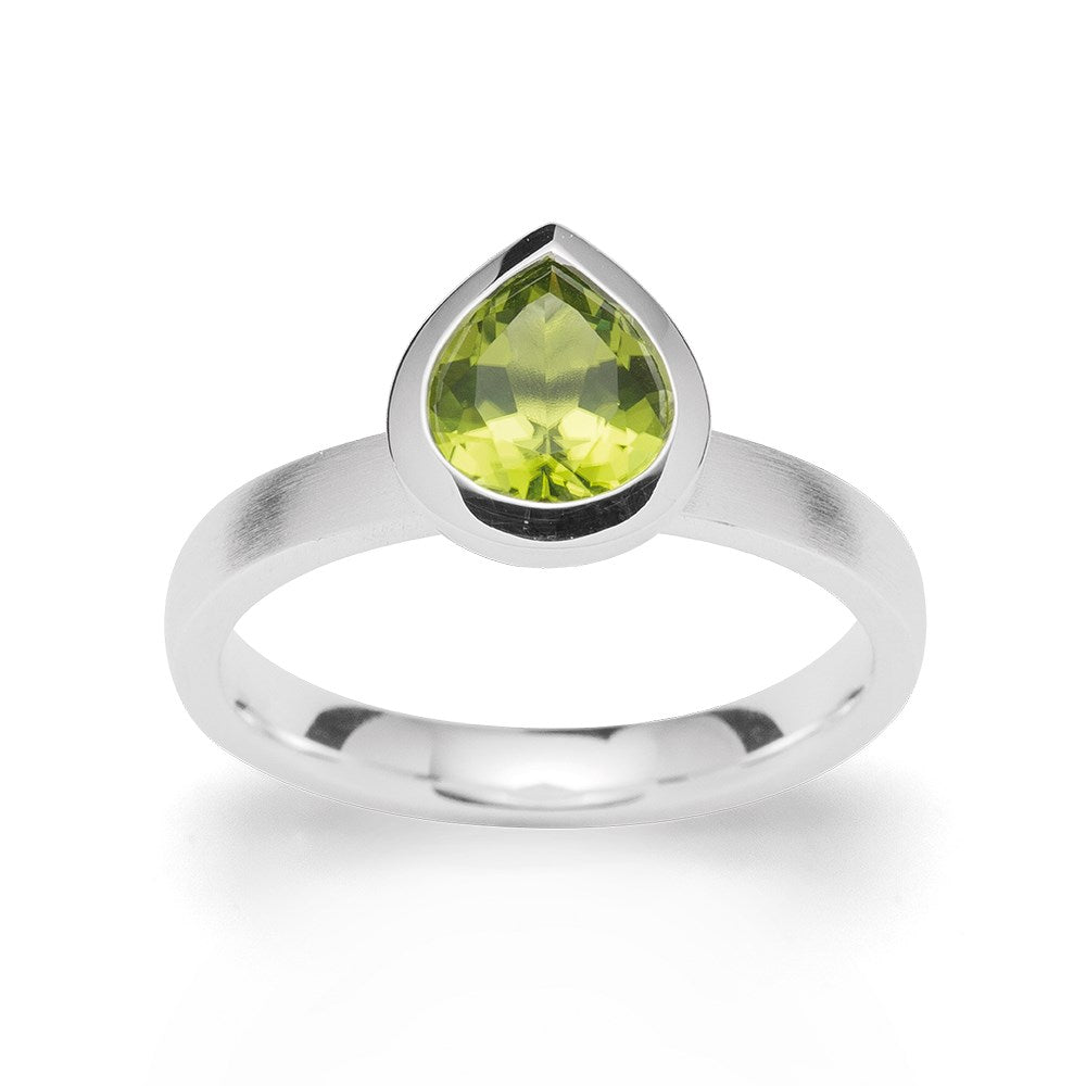 925/- Ring mattiert/glänzend, Peridot 1,43 ct - 52 / Nicht rhodiniert