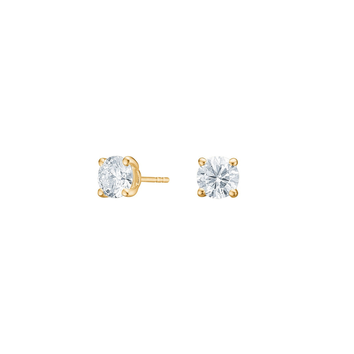 LUXURY solitaire 14kt. guldørestikker m. lab grown diamant 2x1ct TW/VS2