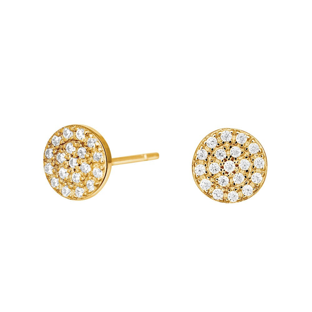 Silver ear studs ANNIENOR cz. round 7mm - Gold plated