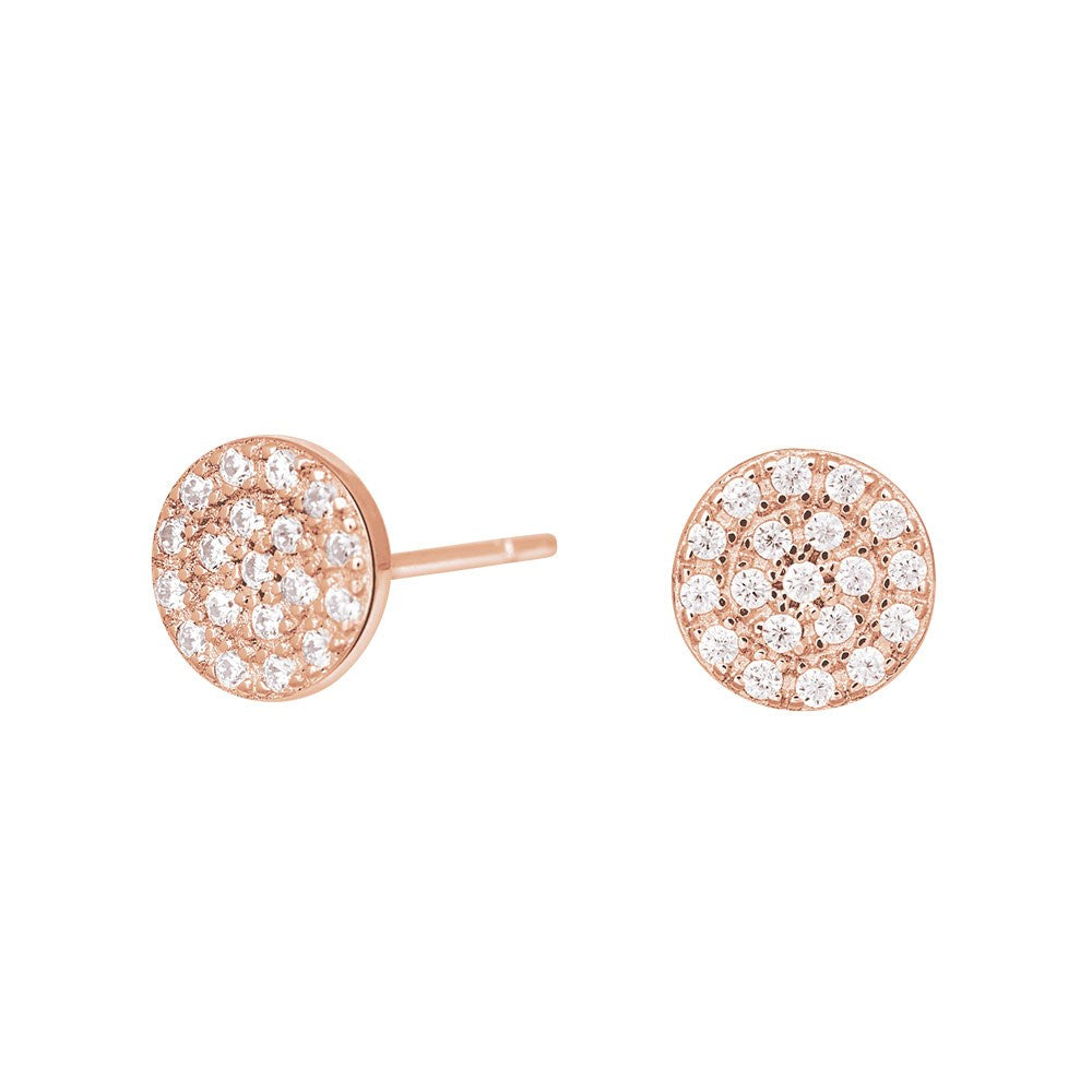 Silver ear studs ANNIENOR cz. round 7mm - Rose gold plated