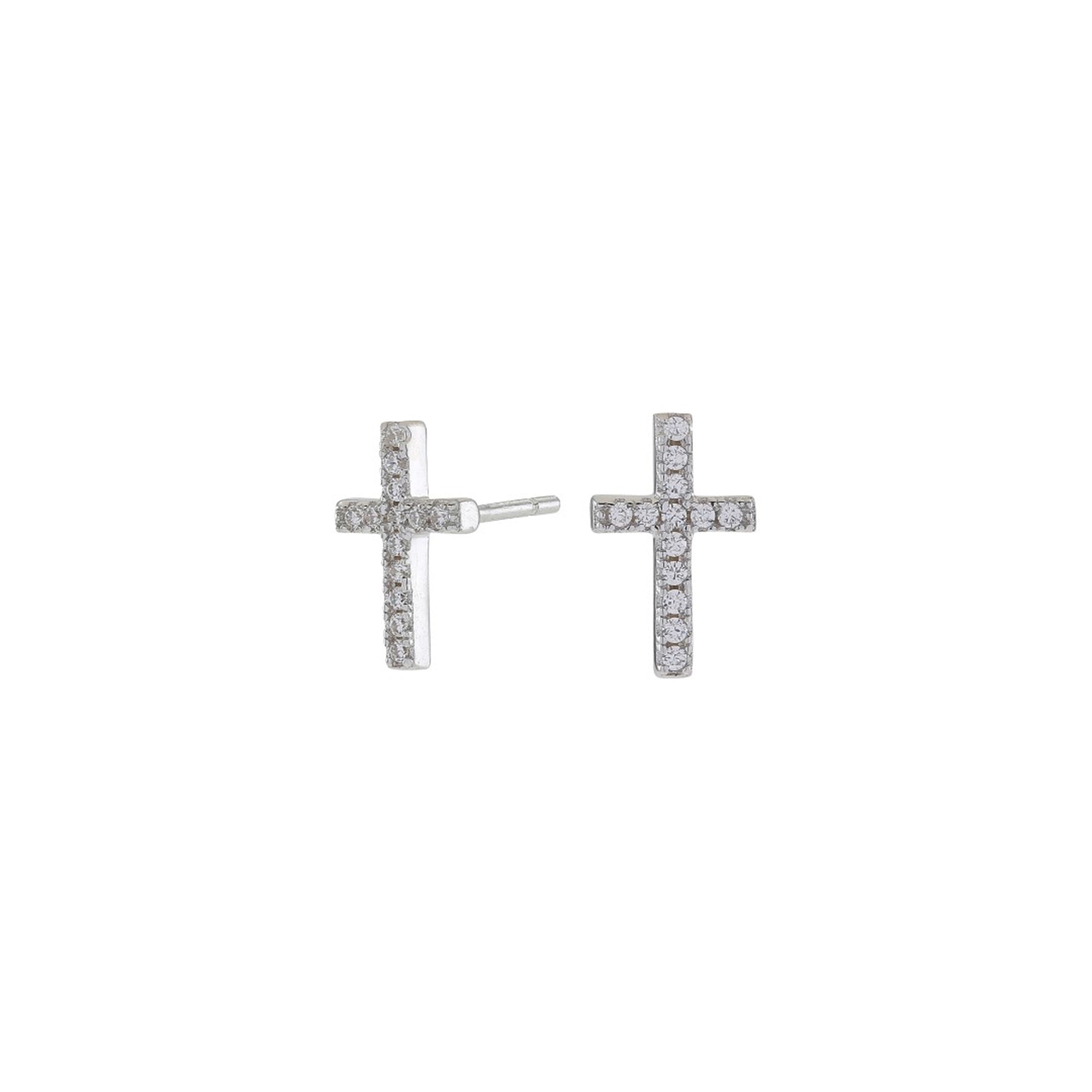 Silver earrings ALAINENOR cross 10x6mm