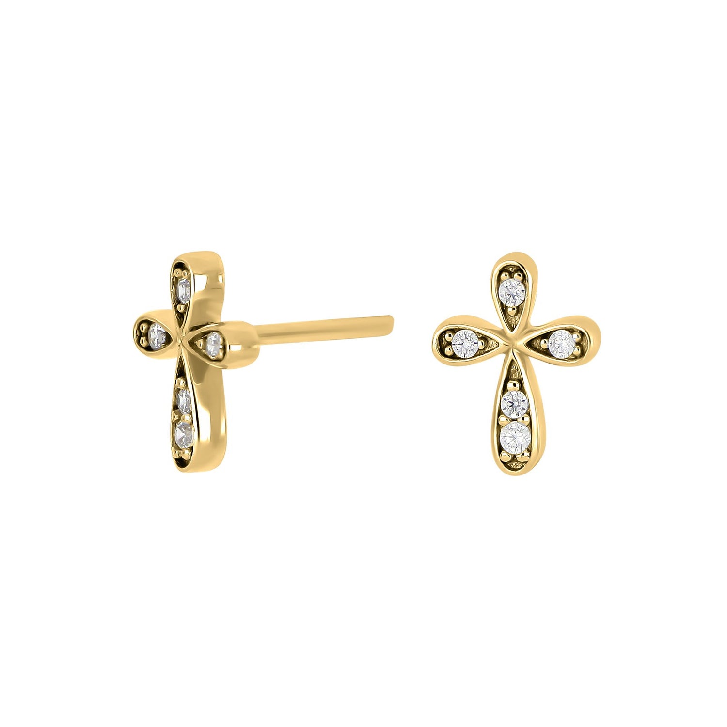 Silver stud earrings cross HOLLYNOR - Gold plated