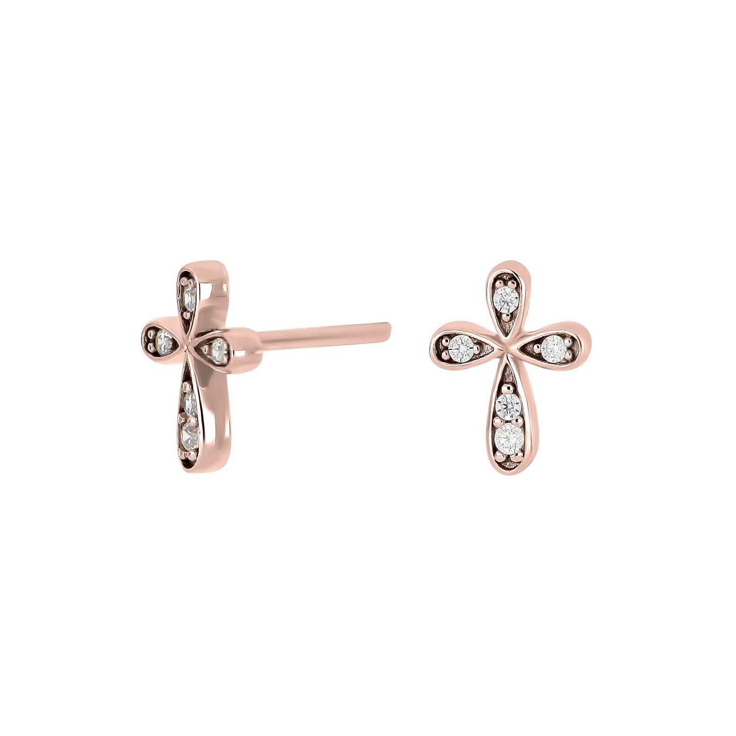 Silver stud earrings cross HOLLYNOR - Gold plated