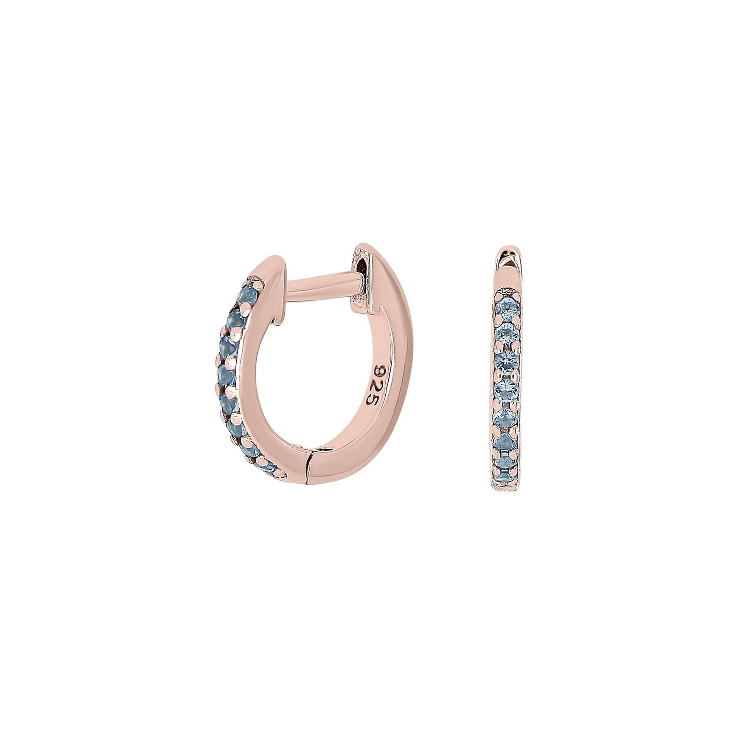Silber Creole hellblau cz HELLENOR - Rosévergoldet