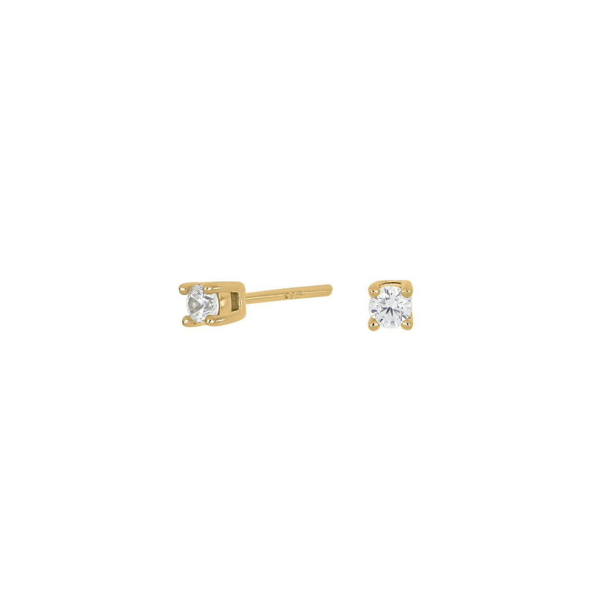 Silver ear studs 3mm grab HEGENOR - Gold plated