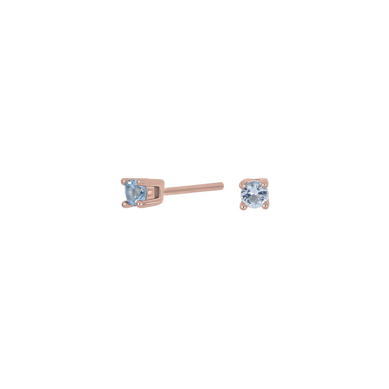 Silber Ohrstecker hellblau 3mm HELENNOR - Rosévergoldet