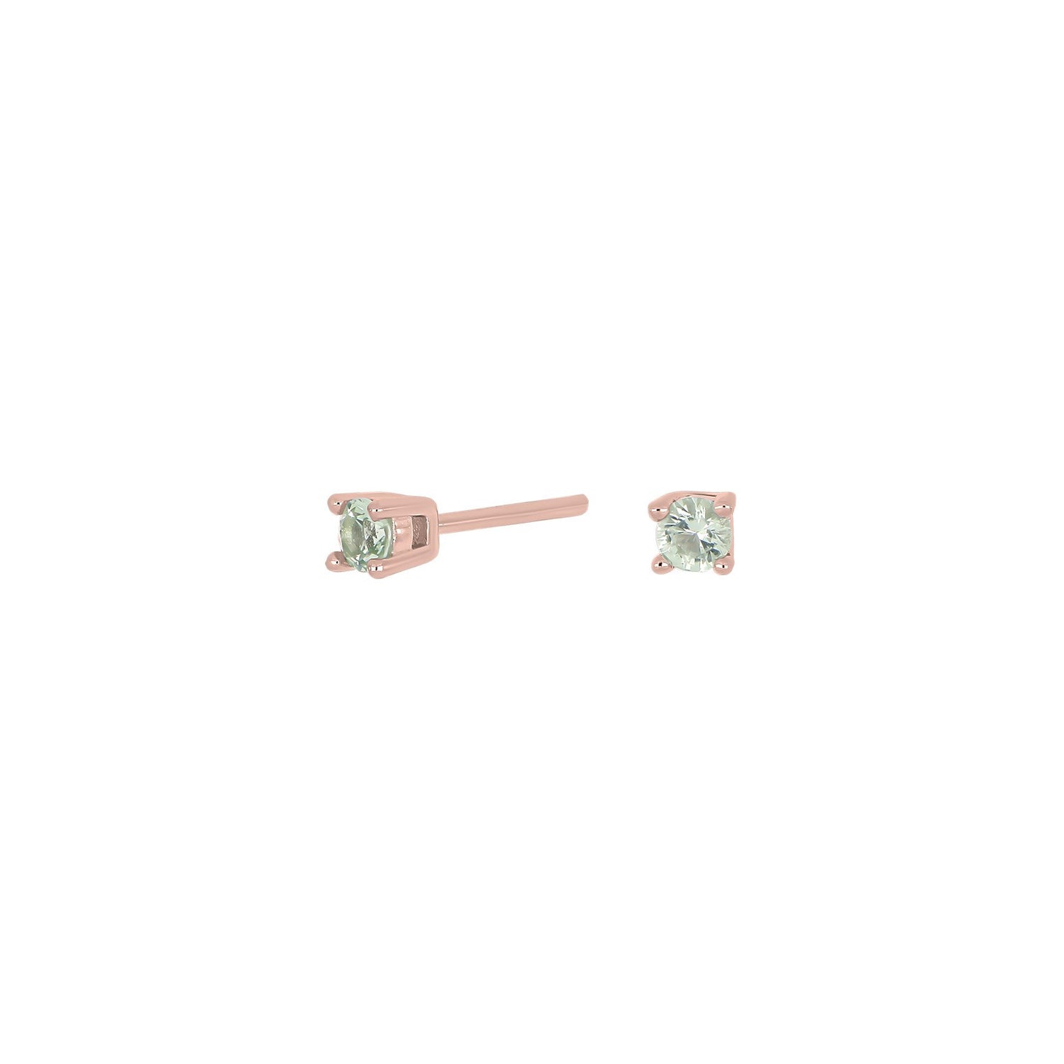 Silber Ohrstecker hellgrün 3mm HELENNOR - Rosévergoldet
