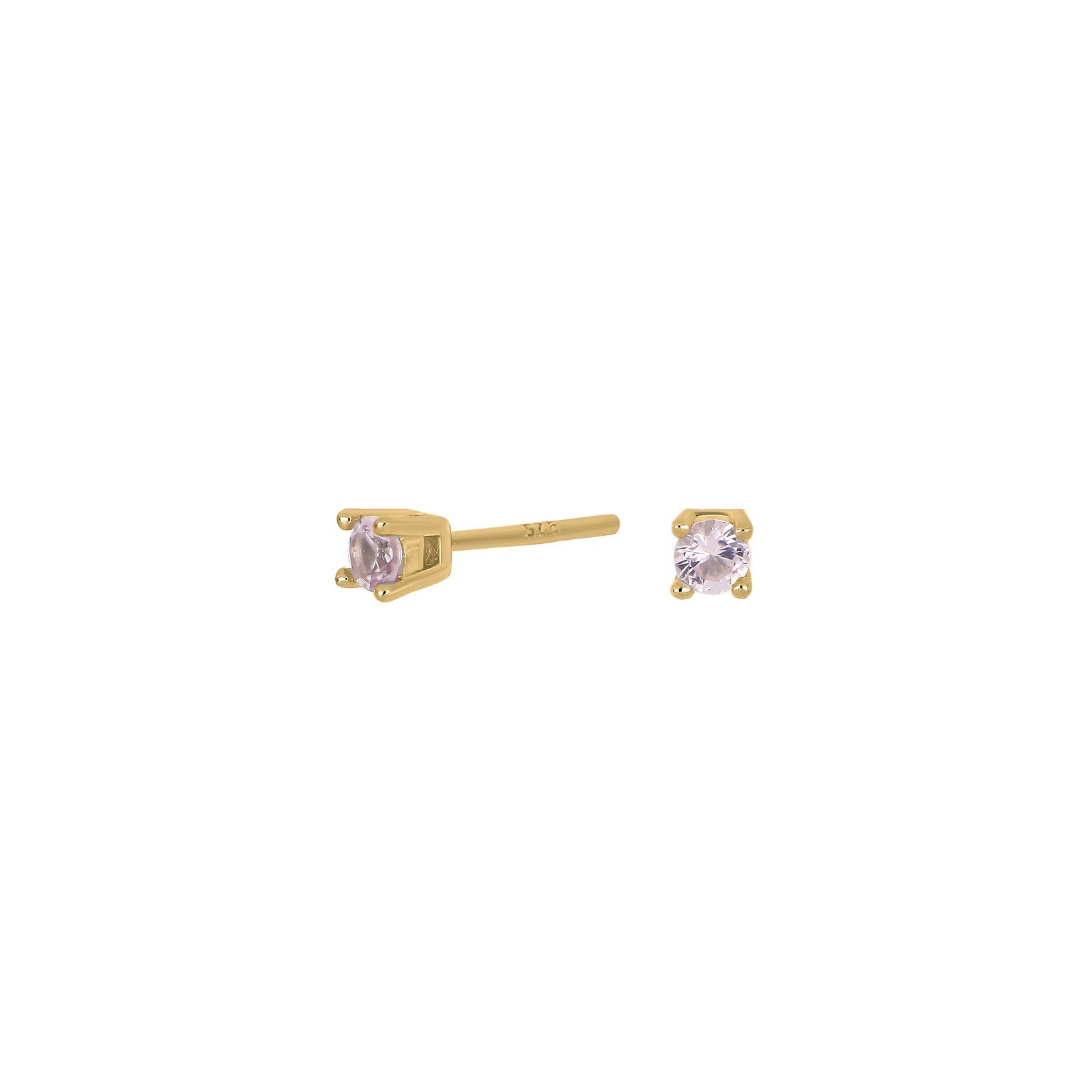 Silver earrings pink 3mm HELENNOR