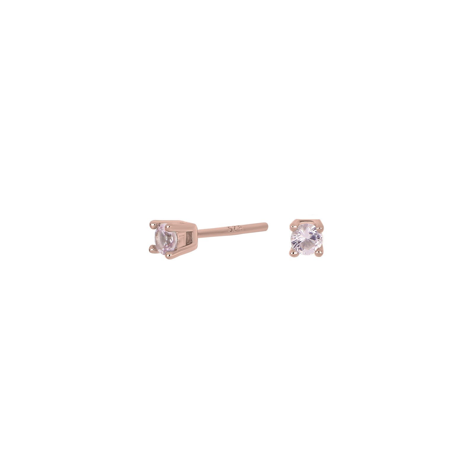 Silver earrings pink 3mm HELENNOR